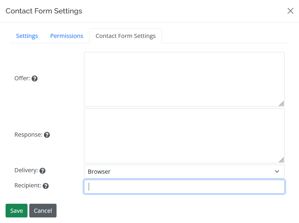 Contact Form Settings